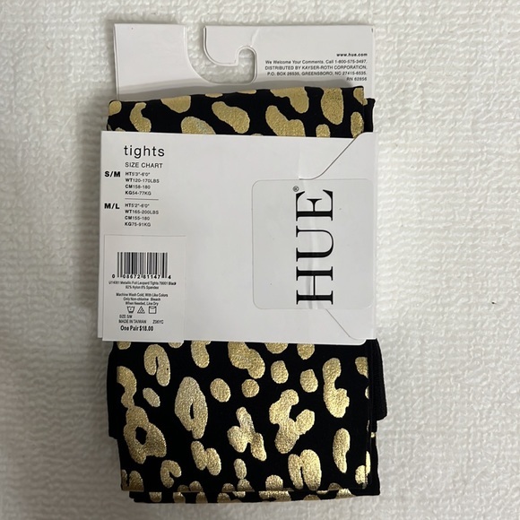 NWT Hue Tights Size S/M Black with Gold Pattern - Picture 2 of 4